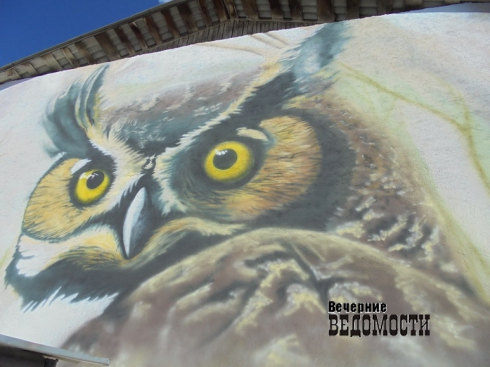Птицу со светящимися глазами нарисовали во дворе свердловской колонии (ФОТО)