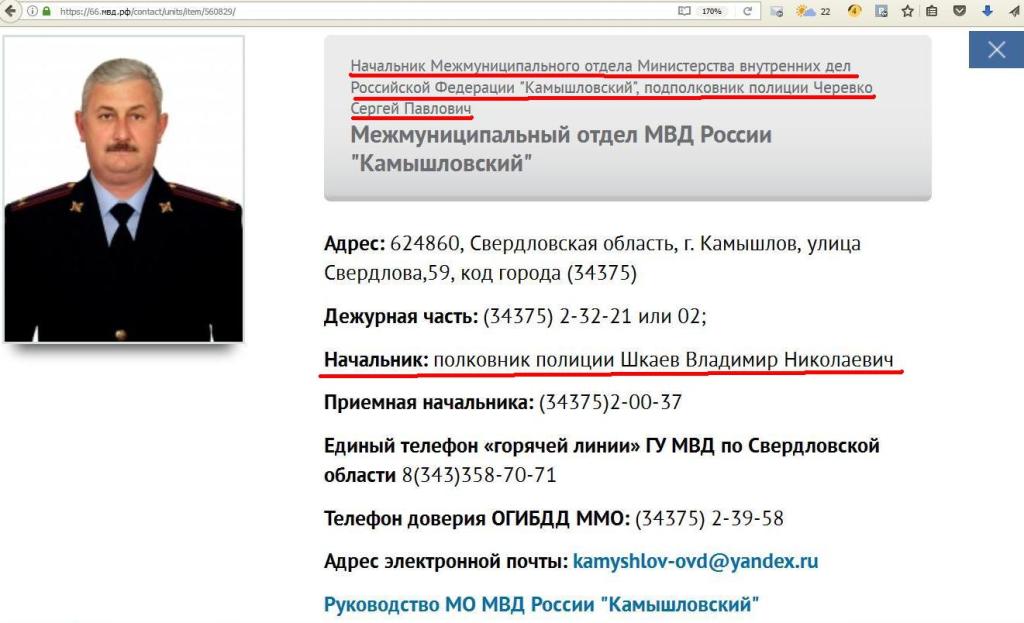 Полицейские не могут «поделить» кресло начальника Камышловского ОМВД