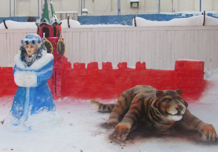 В свердловской исправительной колонии устроили конкурс снежных фигур